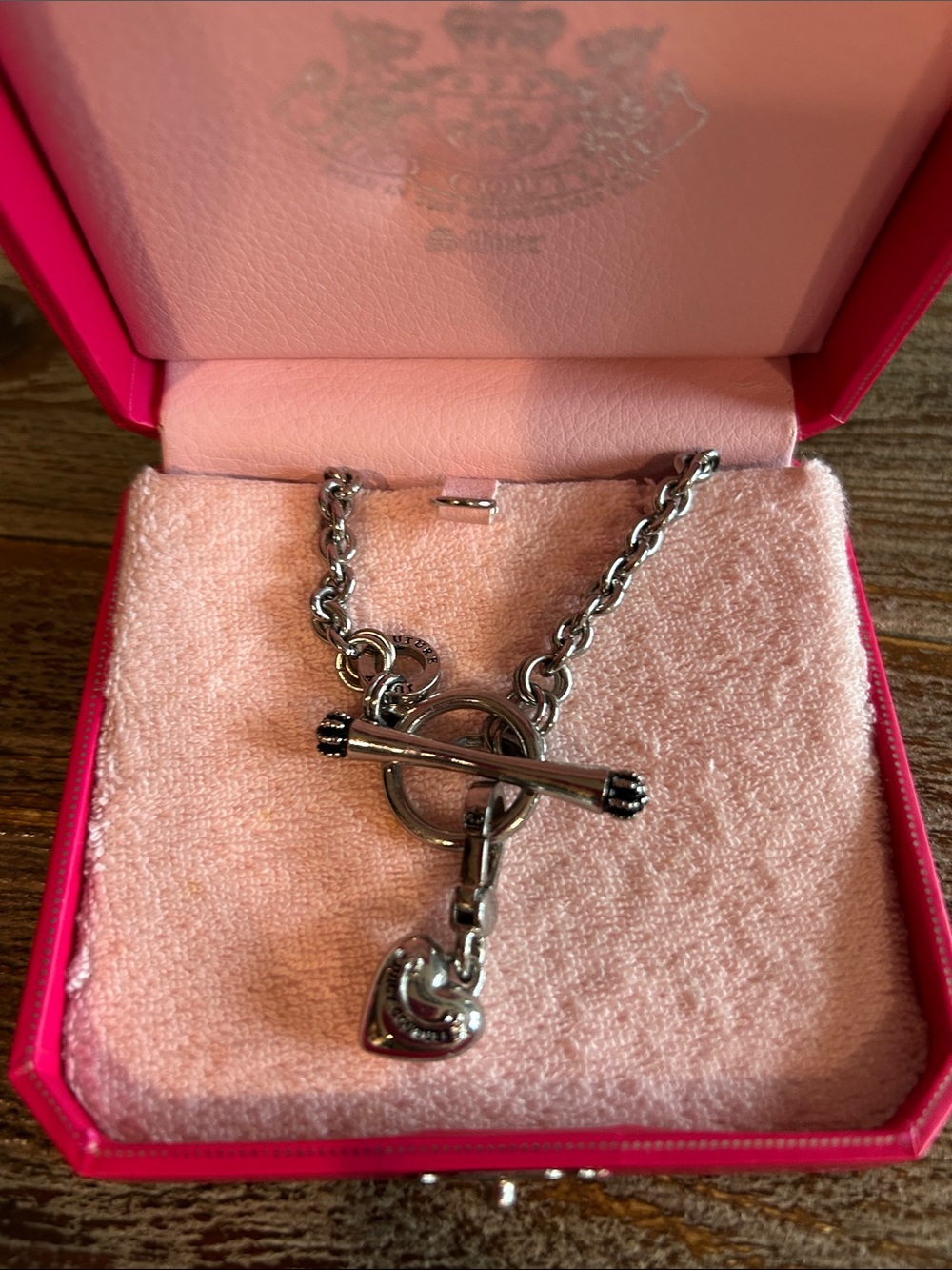 Juicy Couture Silver Heart Toggle Necklace